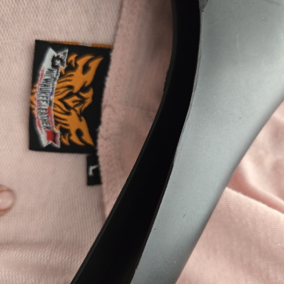 Black and pink leather riding jacket with hooded liner - Picture 6 of 6